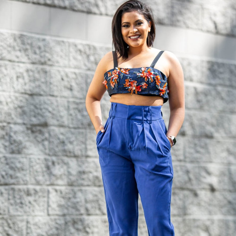 Blue High-Waisted Pants